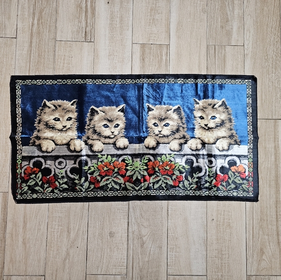 Unbranded Other - Vintage Italian Wall Hanging Boho Tapestry Cats 20"x 28"Multicolor Made in Italy